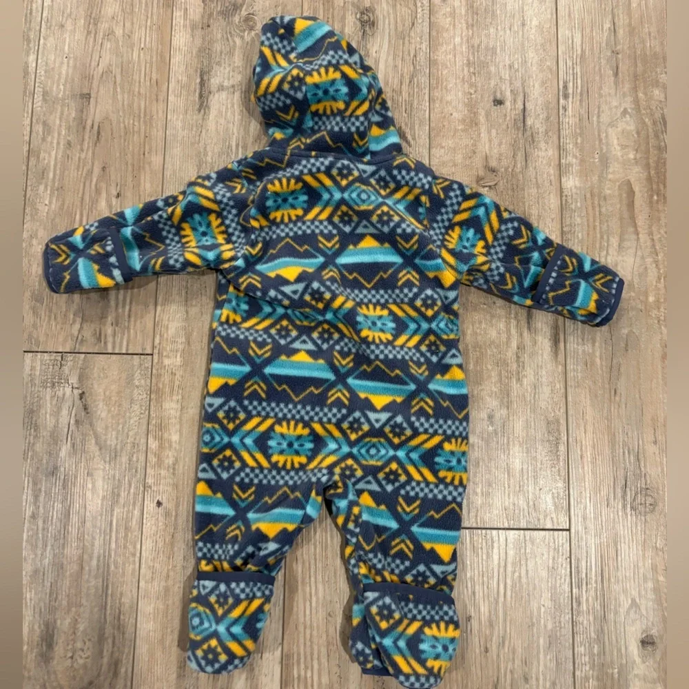 Columbia Kids' Vibrant Blue and Yellow Geometric Bunting Snowsuit Size 3-6 Month